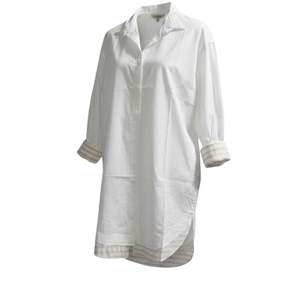 NWT Anthropologie Undiscovered Eye White L/S Poplin Oversized Shirt Dress Medium - Picture 1 of 3